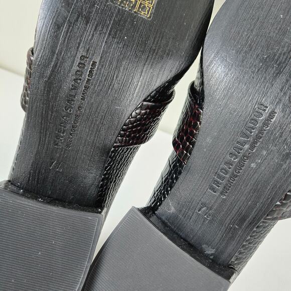 Freda Salvador NEW Rock Mid Heel Loafer Crocodile Emboss Leather Shoes Women 7.5 - Picture 12 of 13